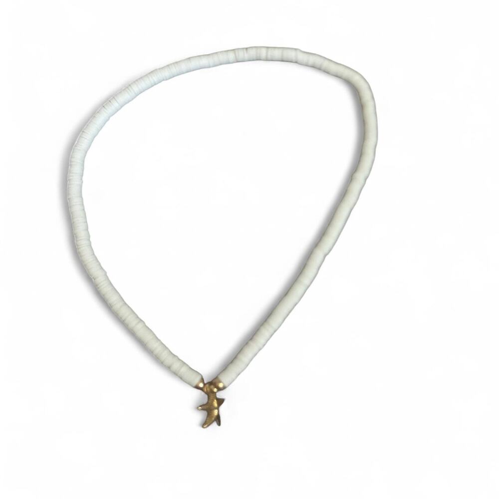 White and gold starfish necklace